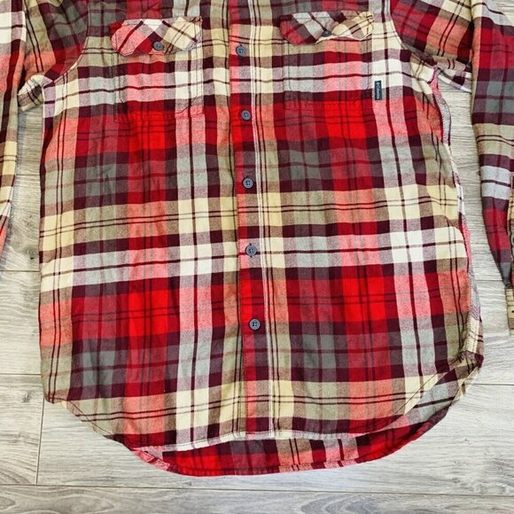 Columbia Omni-Wick Long Sleeve Button Up Flannel Shirt Men’s M Plaid Red Brown - Picture 5 of 14